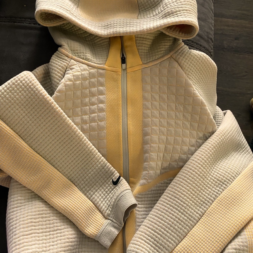 Womens Tan and Orange Nike Cropped Zip Up